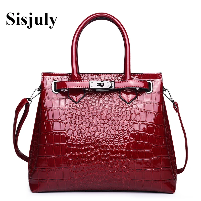

Vfemage Luxury Handbags Women Bags Designer Crocodile Print Tote Bags Women Patent Leather Shoulder Bags Lady Large Capacity Sac
