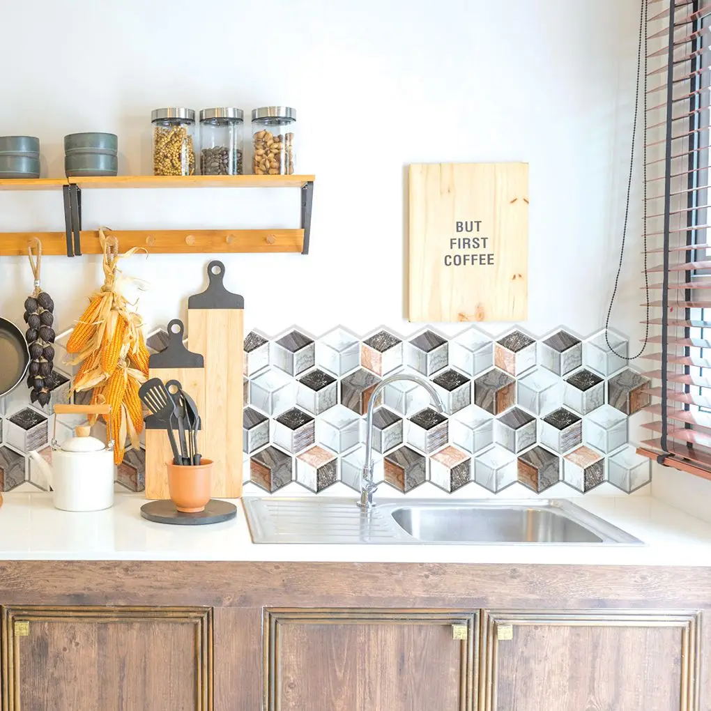 Billig 10 stücke Wand Aufkleber 3D Anti Kollision Wand Aufkleber Abnehmbare PVC Unregelmäßige Ziegel Wand Panel Kunst Dekore