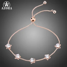 AZORA, пять звезд, прозрачный кубический цирконий, скользящая Регулируемая цепочка, браслеты для женщин, модные, розовое золото, цвет, ювелирные изделия, подарки TS0191