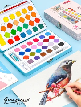 

36/48 color new bird language series solid watercolor gouache paint brush non-toxic washable portable art supplies