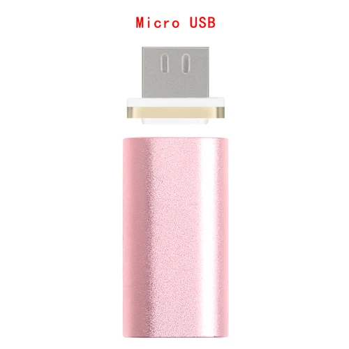 1 шт. Магнитный Micro USB женский и мужской адаптер конвертер для samsung Galaxy/htc/Moto/Xiaomi/huawei/ASUS - Цвет: Розовый