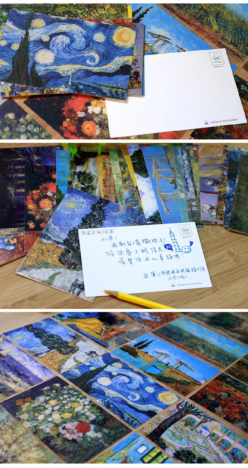 30 шт./лот винтажные закладки поздравительные открытки Ван Гог масляные закладки с живописью открытки модный подарок
