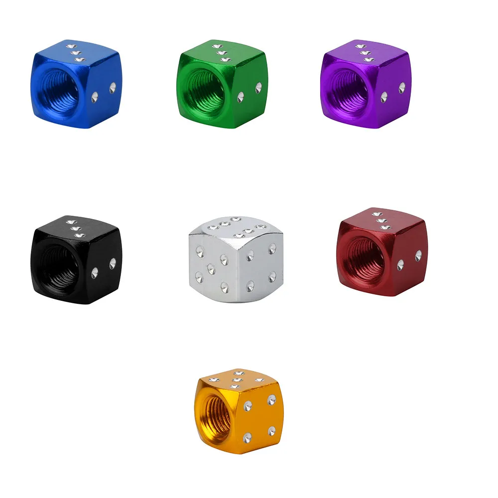 

4Pcs Car Motorcycles Tires Stem Caps Dice Dust Valve Caps Fun Retro Style Aluminum Tires Stem Cover Caps Aluminum Tires Stem Co