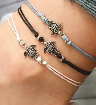 

Summer Beach Turtle Shaped Charm Rope String Anklets For Women Ankle Bracelet Woman Sandals On the Leg Chain Foot Jewelry