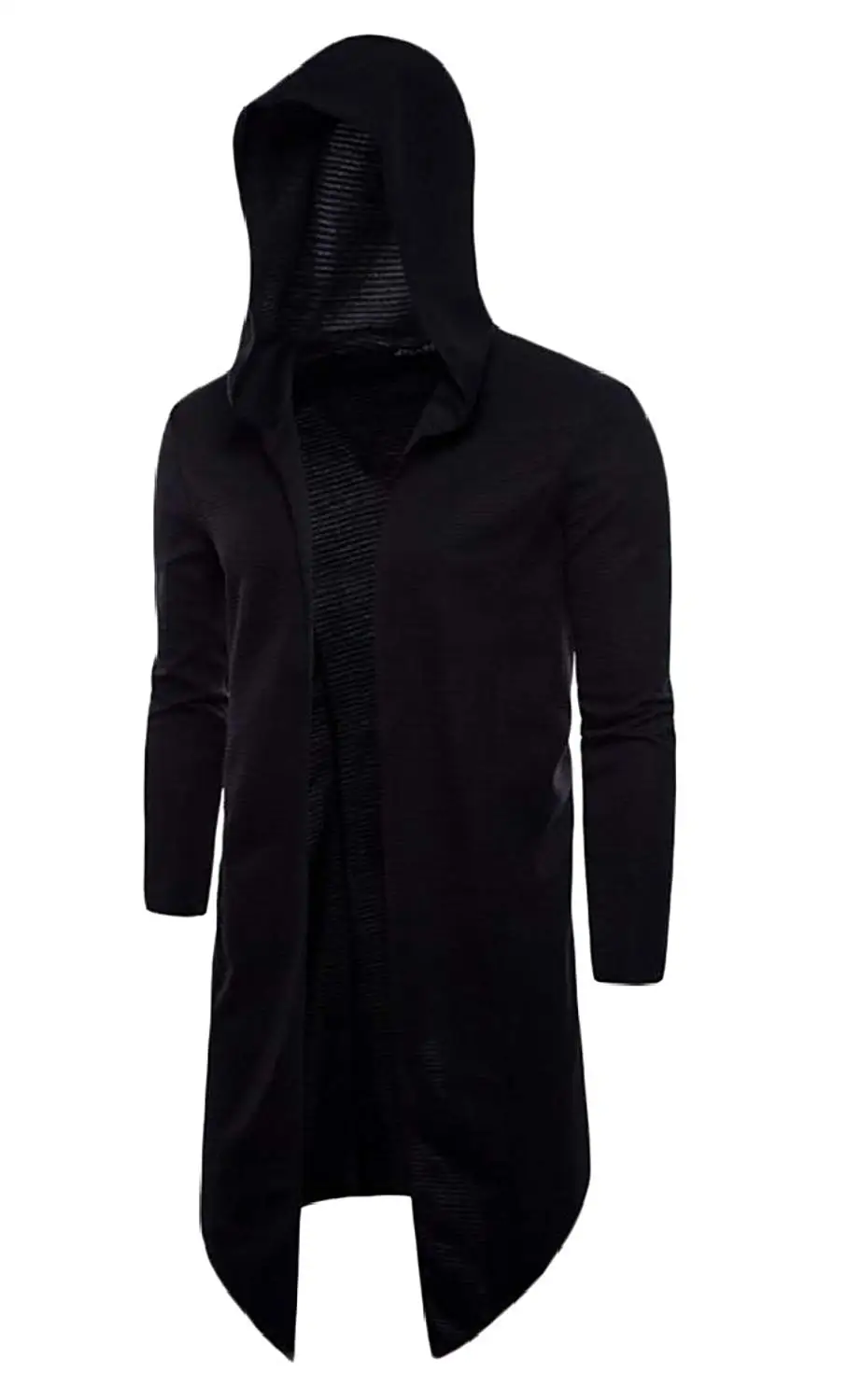 Mens Spring Trench Coat Hood Tailcoat Long Sleeve Mid Long Poncho ...