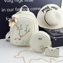fashion women pu leather 3 sets backpacks girls casual travel school bags water repellent shoulder bags short trip rucksack 2018 u pick fashion fresh transparent water repellent cosmetic bags