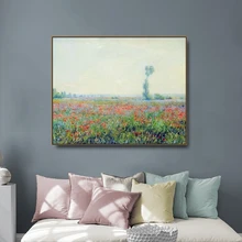 Poppy Field by Monet Canvas Painting Calligraphy Poster Prints Living Room House Wall Art Painting Home Decoration Picture selflessly wall impressionism monet wild poppy field sunrise landscape canvas painting art print poster picture painting