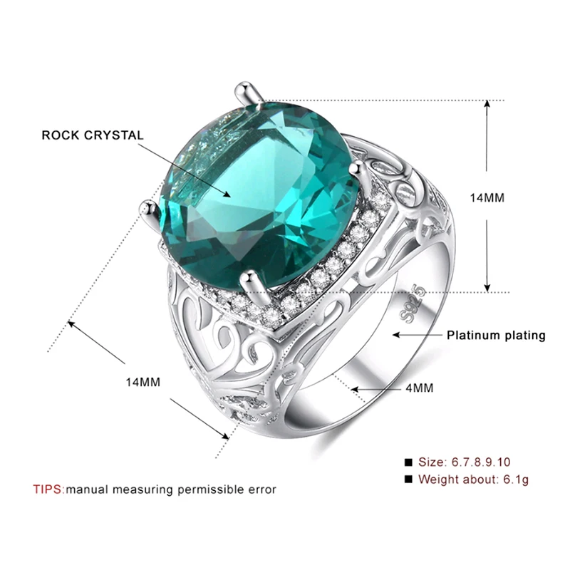 LXOEN, новинка, этнические зеленые вечерние кольца с большими кристаллами CZ, для женщин, белого, серебряного цвета, круглое обручальное кольцо, ювелирные аксессуары, bague