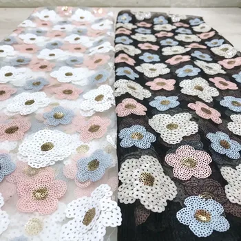 

French Sequins Net Lace Noble Gold Sequins Fabrics For Party High Quality African Tulle Lace Fabric For Women Men Wedding Dress