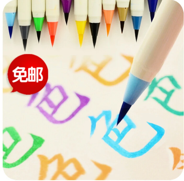 Nuevo 6 unids/lote lápiz pincel de Color de diversidad con pinceles de caligrafía de tinta recargable de Nylon suave caligrafía acuarela pluma pintura Nuevo 6 unids/lote lápiz pincel de Color de diversidad con pinceles de caligrafía de tinta recargable de Nylon suave caligrafía acuarela pluma pintura