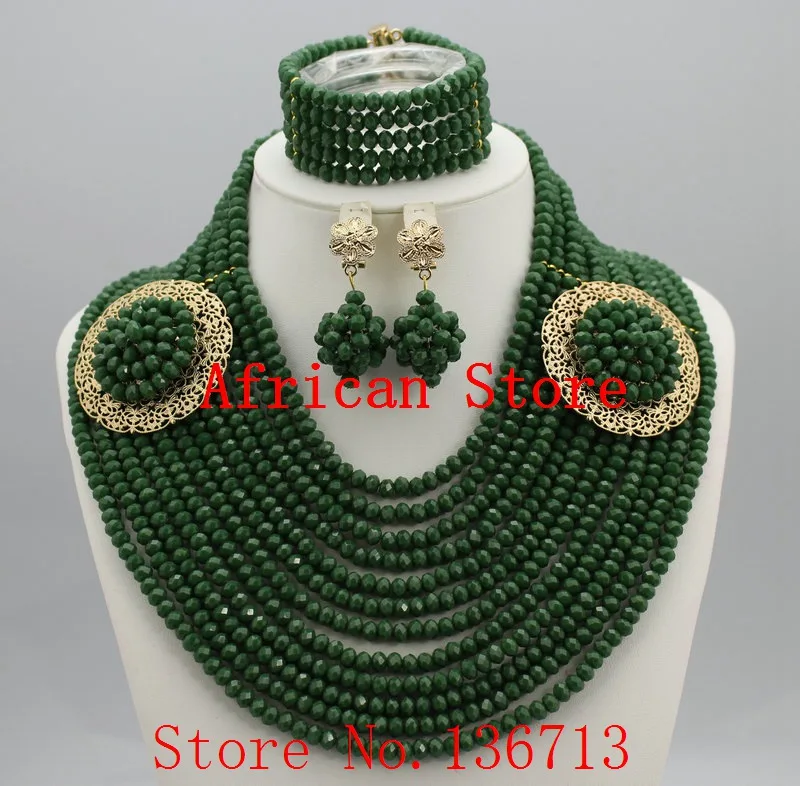 New Design Multistrand Nigerian Wedding Jewelry Set With Rhine Flower Women African Beads SD123-3 | Украшения и аксессуары