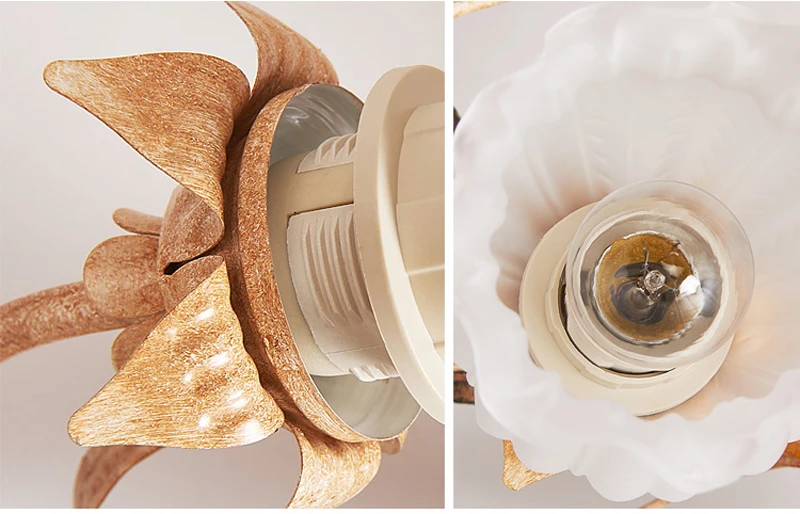Luzes de Teto para Casamento Nordic Arte Deco Rural Flor Vermelha Planta Lâmpada Led Sala Estar Quarto Iluminação Decorativa Casa 18 Luzes de teto