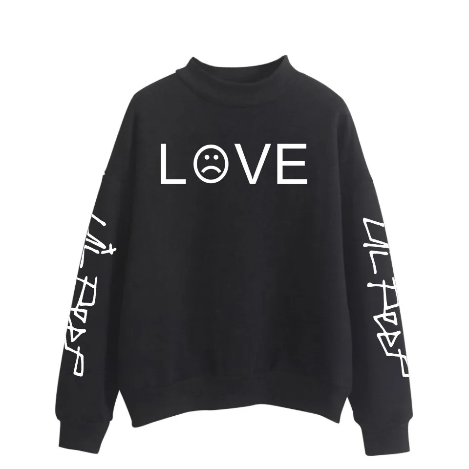 LOVE Sad Face Emoticon Letter Print Sweatshirt Women Casual Round Neck ...