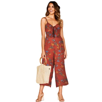 

Wantmove 2019 new summer women chiffon jumpsuit sexy sprint sling deep v-neck open back office lady slim club jumpsuit WM503