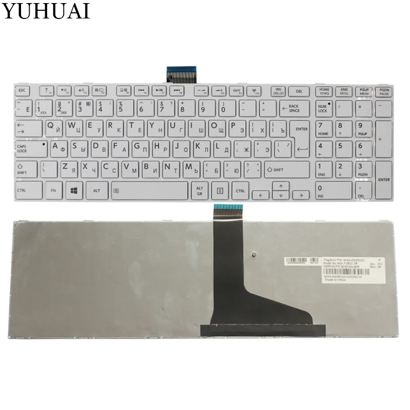 

Russian for TOSHIBA MP-11B56SU-5281 0KN0-ZW3RU23 NSK-TVBSU 9Z.N7USU.B0R RU white keyboard