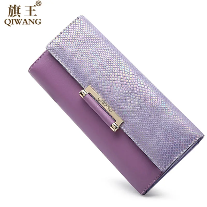 

Trifold Python Wallet Women Luxury Purple Wallet Genuine Leather Women Purses Elegant Snakeskin Cow Wallet Women