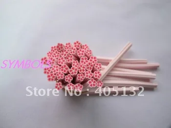 

c-05 Free Shipping 100pcs 5mm Cute Pink Flower Polymer Clay Cane Fancy Nail Art Polymer Clay Cane