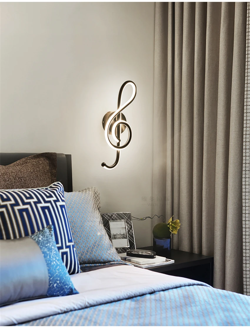 Дизайнерские Настенные светильники современный светодиодный музыкальный символ настенные бра для спальни прикроватный коридор гостиная освещение украшение бра освещение