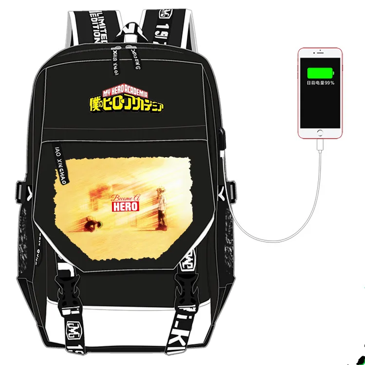 Boku no hero Academy рюкзак Многофункциональный USB зарядка школьный рюкзак My hero Academy аниме сумка на плечо для ноутбука дорожные сумки подарок - Цвет: R