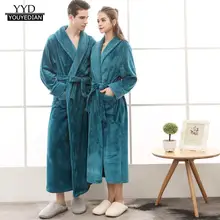 Мужской и женский халат зимний удлиненный коралловый плюшевый халат с длинными рукавами накидка халат batas de mujer пеньюар мужской