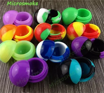 

Free shipping 50pcs 6ml ball non-stick concentrate silicone container jar wax mixed color ball silicone wax container