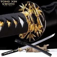 Ручная работа, японские мечи-катаны, полностью Танг, настоящая сталь с кровотоком, ручная работа, самурайский острый меч, лезвие