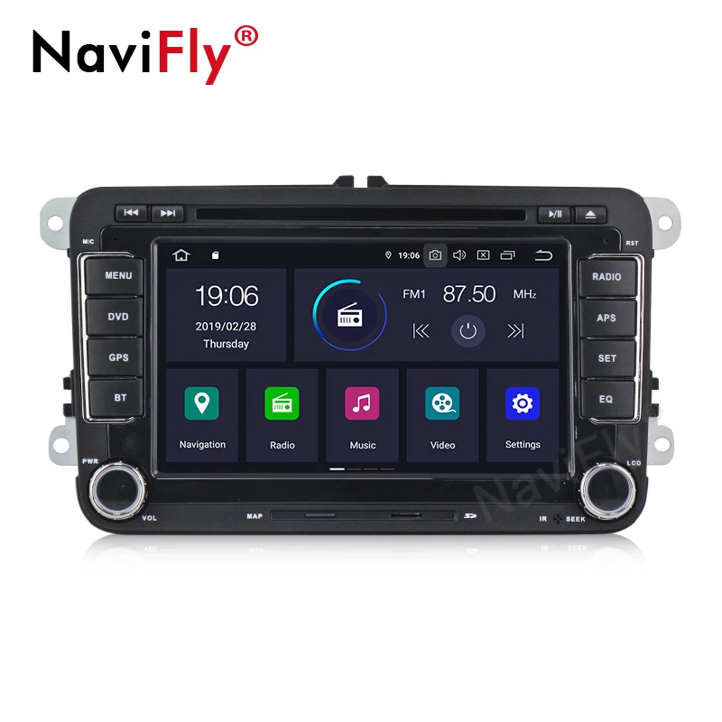 Best NaviFly Android9.0 IPS Screen DSP Audio car dvd player forVW polo golf passat tiguan skoda yeti superb rapid for skoda gps navi 2