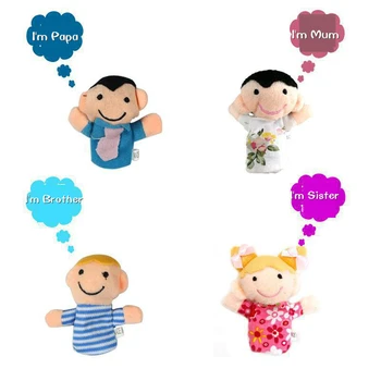 

New Cute 6pcs/set Baby Plush Toy Cartoon Happy Family Finger Hand Puppet Kid learning & education Toy Gift for Children Birthday