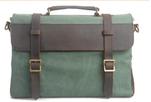 2016 Fashion bag leather laptop bags messenger bag leather shoulder bag with canvas fashion trend