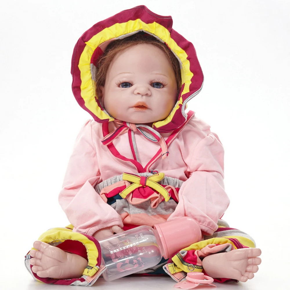 

22 inches Full Silicone Vinyl Newborn Baby Doll Lifelike Reborn Princess Girl Doll for Kids Toy Birthday Xmas Gift Bebe