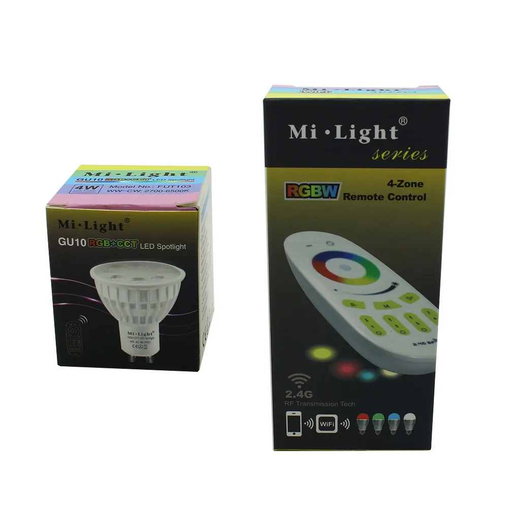 MiLight светодиодные лампы 4 W RGB + CCT Gu10 светодиодные лампы + IBX1 (USB) RF дистанционного Wi-Fi светодиодный осветительный прожектор затемнения свет