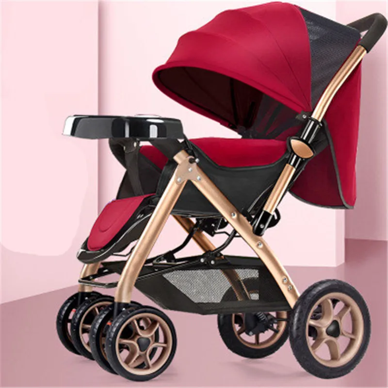 Многофункциональная 3 в 1 детская коляска с высоким пейзажем, складная коляска, bebek arabasi, лежащий или амортизирующий складной светильник - Цвет: biaozhun