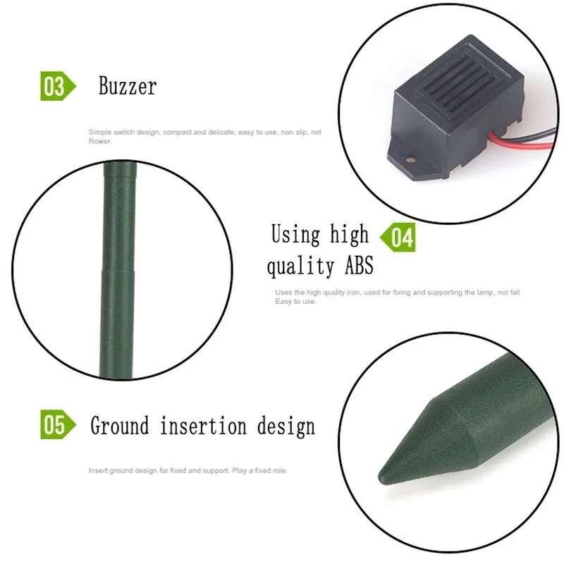 1-3-5Pcs-Battery-style-Ultrasonic-Sonic-Mouse-Mole-Insect-Pest-Rodent-Repellent-Waterproof-Repeller-Outdoor.jpg 1/3/5Db Akkumulátor Stílusú Ultrahangos Sonic Egér Vakond Rovar Kártevő Rágcsáló Tribellens Vízálló Visszaszorító Kültéri Lámpa Udvar Kert - Image 6