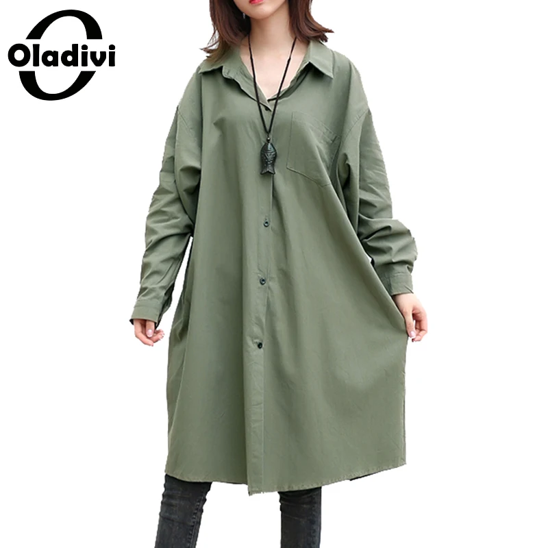

Oladivi Oversize Shirt Oversized Women Long Tops Tees Casual Female Kimono Cardigan Lady Shirt Blouse Blusas Feminas 2022 Spring