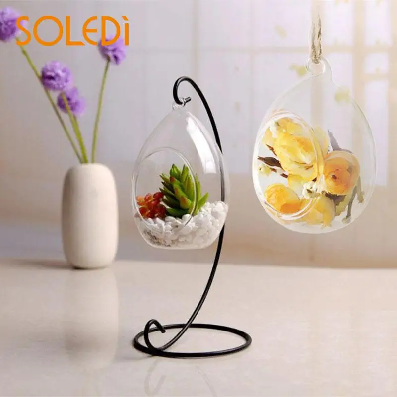 Подвесная стеклянная ваза эллипс подвесная Террариум стеклянная ваза шар домашний декор