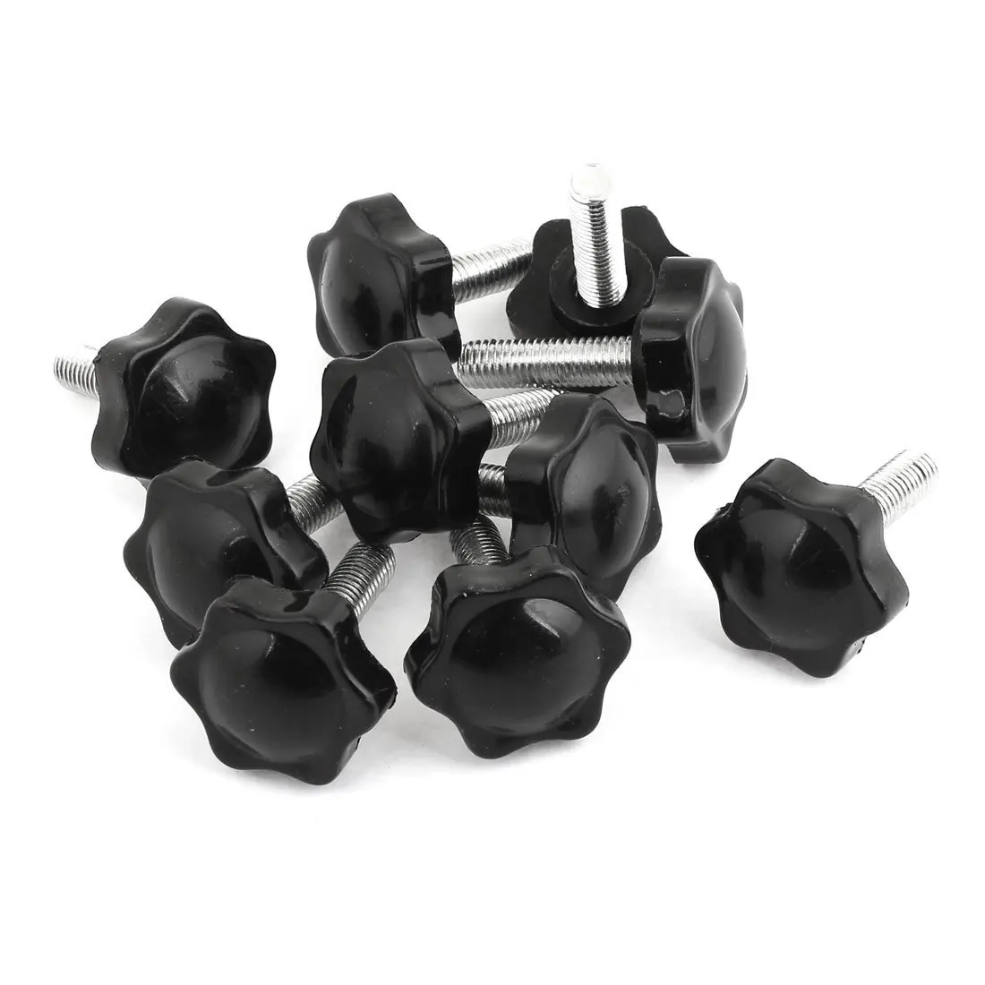 

10 Pcs M8x30mmx32mm Male Thread Hex Shaped Head Clamping Screw Knob