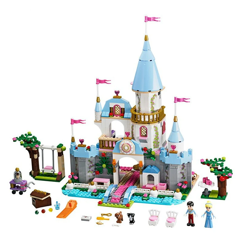 Princess Legoings Cinderella Elsa Anna Mermaid Ariel Castle Building Blocks Figure Girl Friends Bricks toys for children model