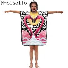 N-olsollo/ летний детский банный халат, пляжные полотенца с 3D рисунком животных, подходят для мальчиков и девочек, взрослых