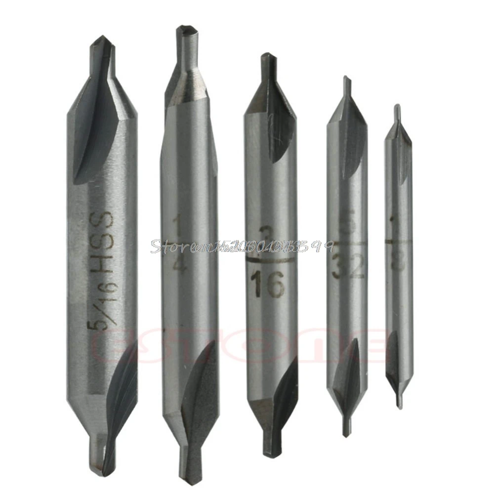 

5Pcs HSS Center 60 degrees Spotting Drill Bits Combined Countersink High Speed Tool R06 Drop Ship