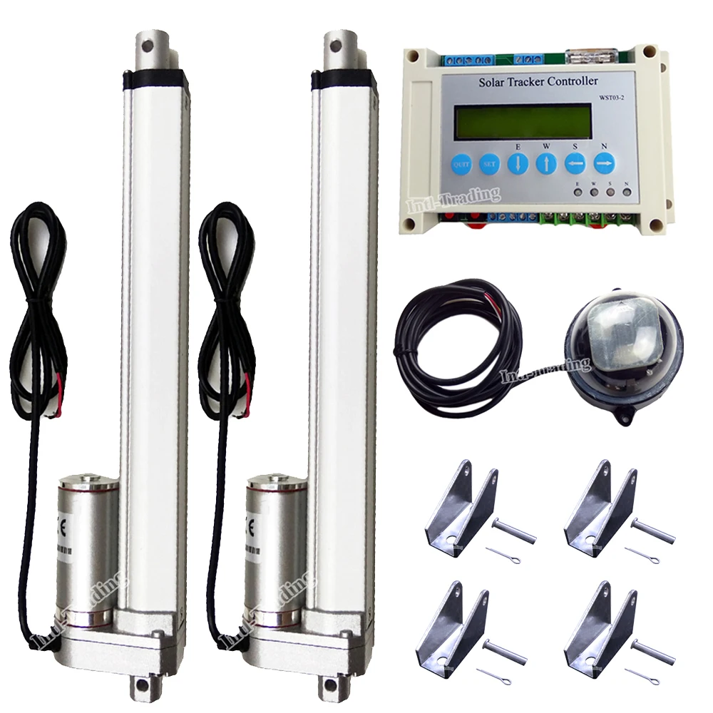 Dual Axis LCD Solar Panel Tracking Tracker System Linear Actuator Sun Track Kits 