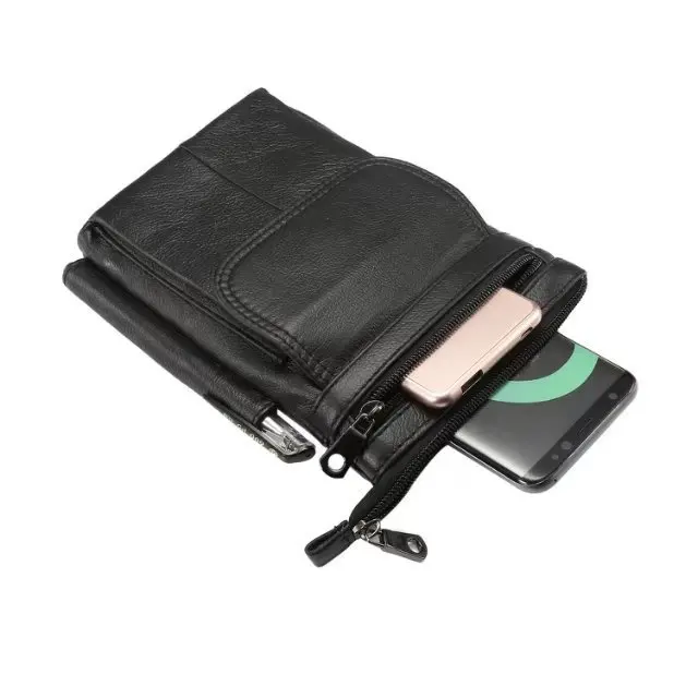 Genuine Leather With Belt Shoulder Bag Holster Zipper Pouch Hook Loop Cover Phone Case For iPhone 4 5 5S 6 6S 7 8 Plus iPhone X