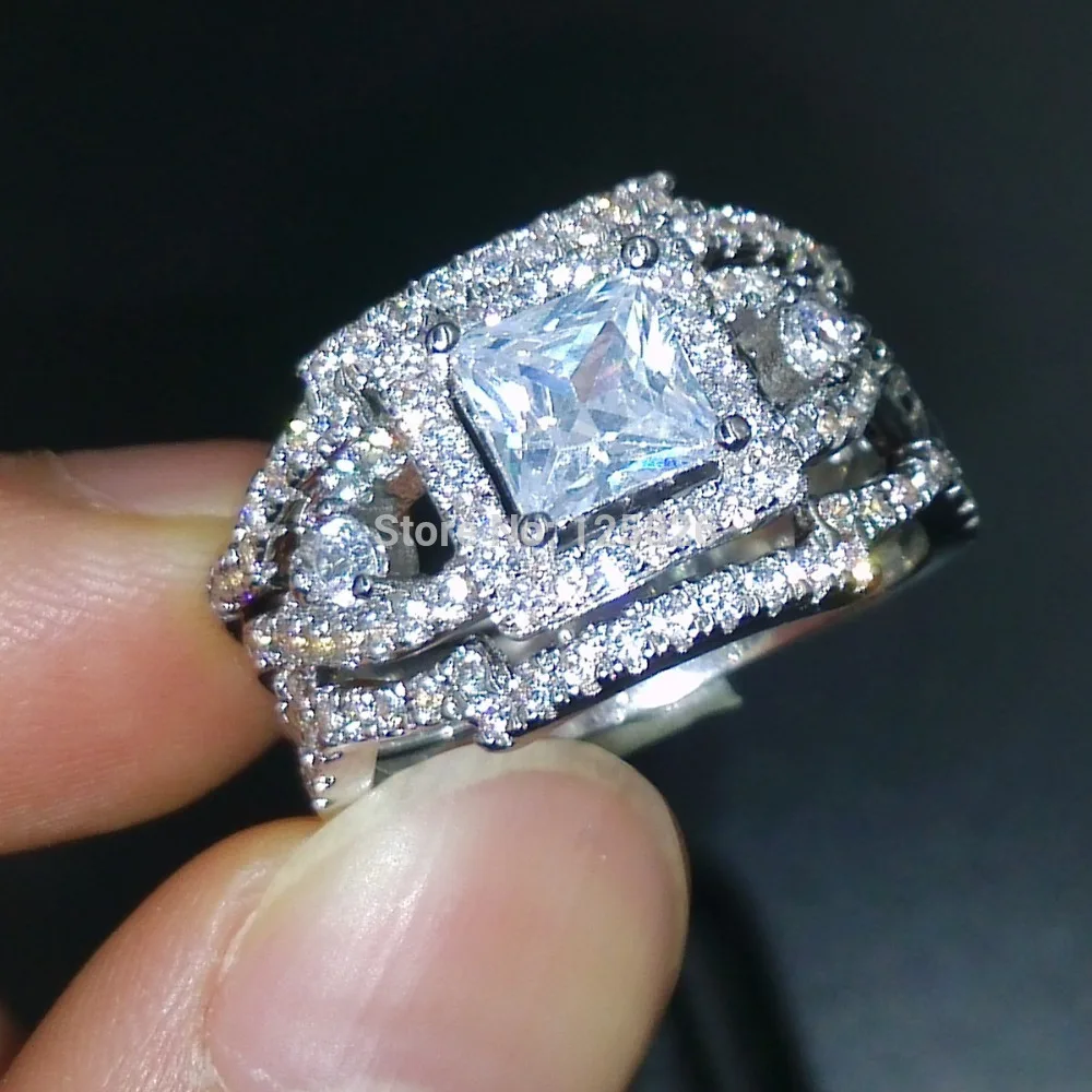 choucong dazzling engagement stone 5a zircon stone 925 silver cross 3 wedding band ring set sz - 3 Piece Wedding Rings choucong dazzling engagement stone 5a zircon stone 925 silver cross 3 wedding band ring set sz - 3 Piece Wedding Rings