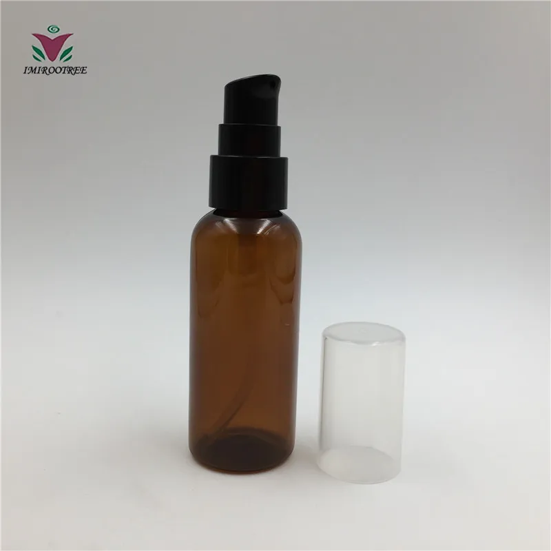 

5pcs/lot 50ml PET amber color Bottle with Black Lotion Pumps Atomizer