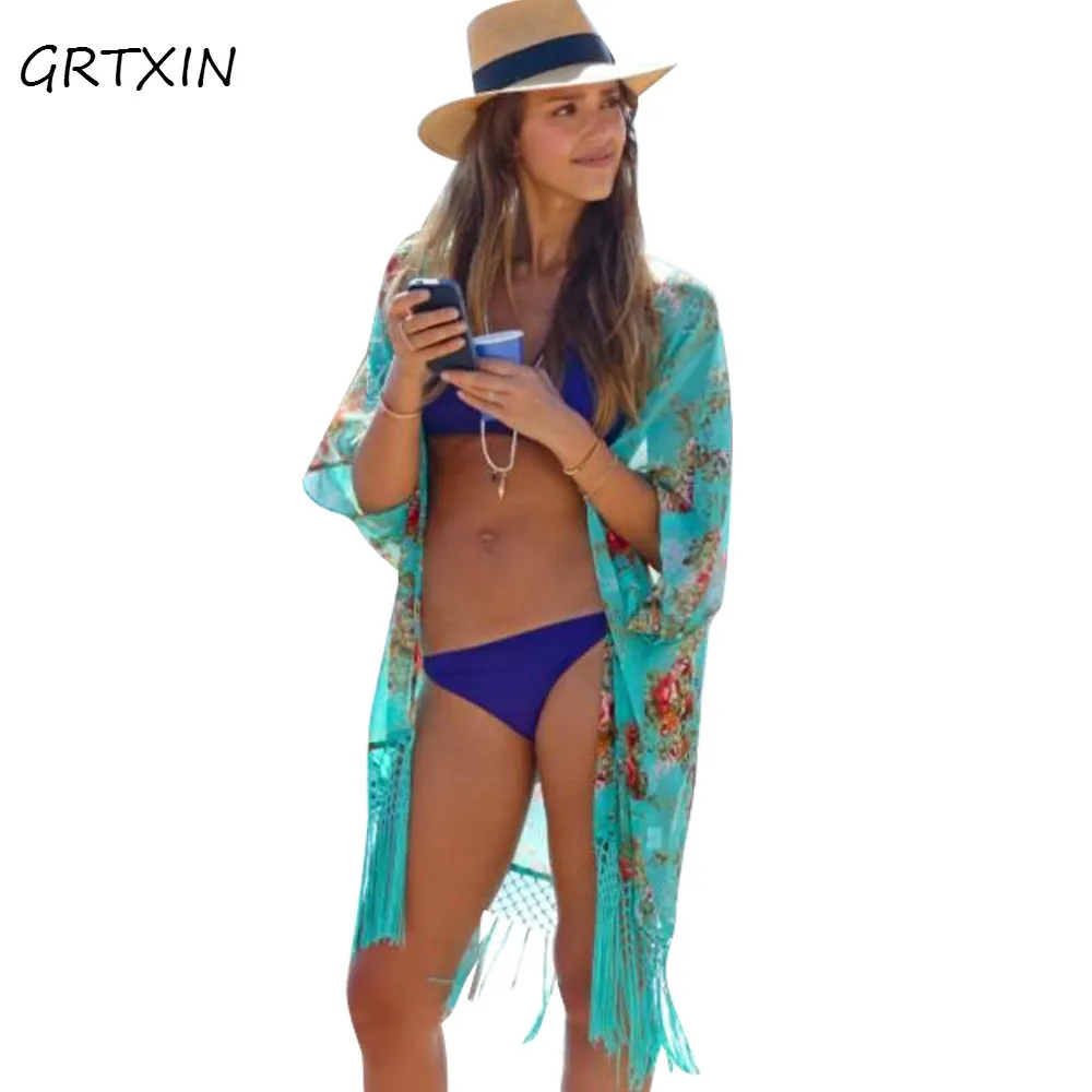 

Women Beach Cover Up Ladies Sexy Swimsuit Bathing Suit Cover Ups Cape Kaftan Kimono Knits Beach Wear Shirt Boho Tunic Kimono