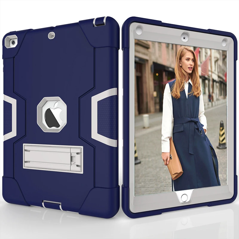 

360 Protection Kids Safe Shockproof Impact Resistance Silicon+PC Case with Kickstand for Apple New iPad 9.7 2017 2018 Tablet+Pen