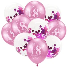 18 лет День рождения конфетти воздушные шары 18 день рождения украшения для взрослых латексные воздушные шары к дню рождения розовый балон для вечерние S8MZ