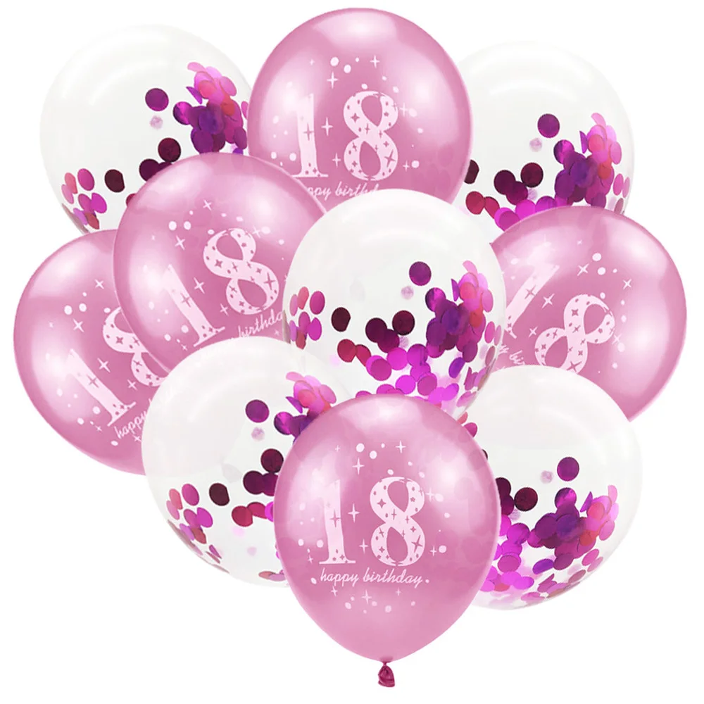 

18 Years Birthday Confetti Balloons 18th Birthday Party Decoration Adult Latex Ballons Inflatable Pink Baloon for Party S8MZ