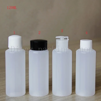 

50pcs 120ml empty clear plastic PE soft bottles 120cc Flip top / spiral lid cosmetic packaging bottle extrusion plastic bottle