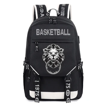 

Basketball Cartoon Backpack Boys School Bags Men USB Backpacks for Teenagers Boy Lion Dunk Laptop School Bag Mochila Deporte