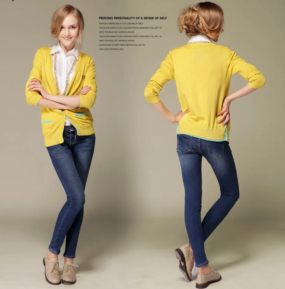 The new sweater knit sweater coat spring female embroidery crown mosaic contrast color sweater The new sweater knit sweater coat spring female embroidery crown mosaic contrast color sweater